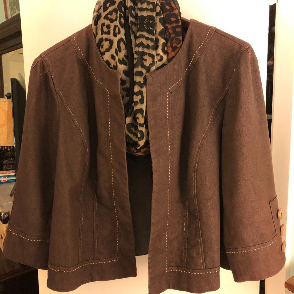 Brown Denim Plus Size Jacket (18W)